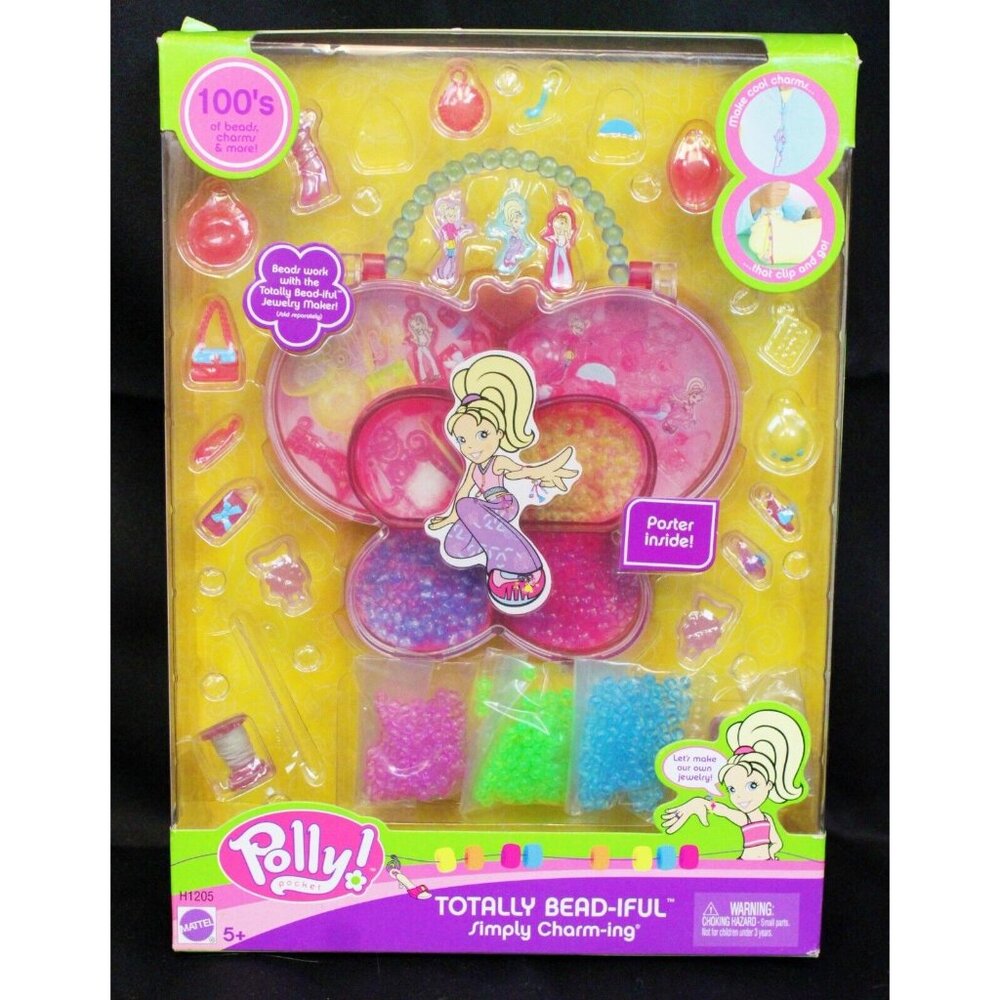 Polly Pocket Totally Bead-iful Simply Charming Jewelry Making Kit Set Charms Fun